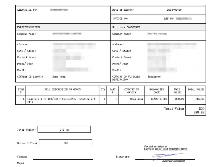 Mẫu Comercial invoice mới nhất 2026